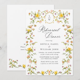 Meadow Watercolor Wildflowers Rehearsal Dinner Invitation
