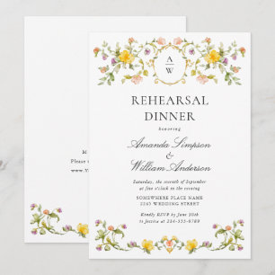 Meadow Watercolor Wildflowers Rehearsal Dinner Invitation