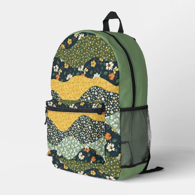 Meadow Waves Printed Backpack (Back Corner Right)