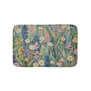 Meadow Whispers: Pastel Wildflowers Bath Mat