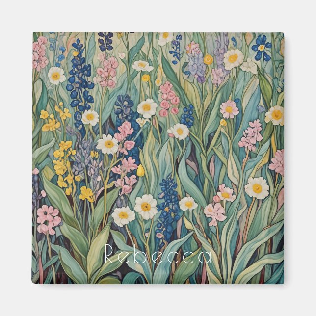 Meadow Whispers: Pastel Wildflowers Magnet (Front)