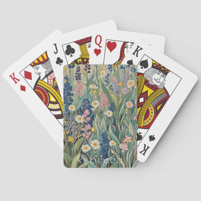 Meadow Whispers: Pastel Wildflowers Playing Cards (Back)