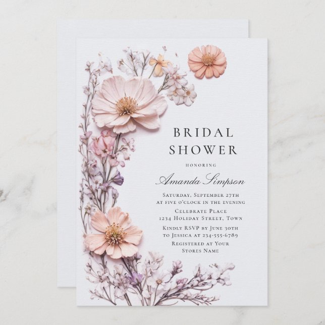 Meadow Wildflower Bohemian Bridal Shower Invitation (Front/Back)