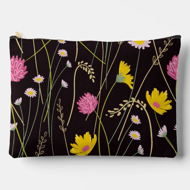 Meadow Wildflower Dream | Dark Background Accessory Pouch (Front)