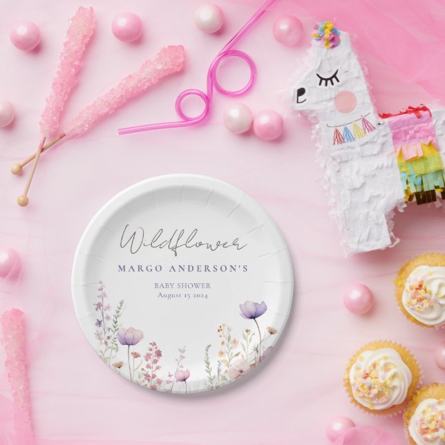 Meadow Wildflower Field Baby Shower Woodland Paper Plate (Party)