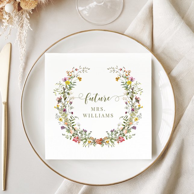 Meadow WildFlower Future Mrs Bridal Shower Napkin (Creator Uploaded)