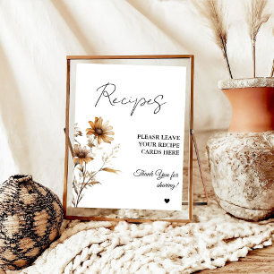 Meadow Wildflower Leave your Recipes Bridal shower Poster