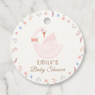 Meadow Wildflower Princess Swan Girl Baby Shower Favour Tags