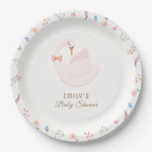 Meadow Wildflower Princess Swan Girl Baby Shower Paper Plate