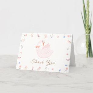 Meadow Wildflower Princess Swan Girl Baby Shower  Thank You Card
