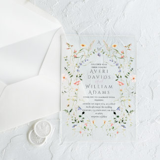 Meadow Wildflower Rustic Boho Wedding Acrylic Invitations