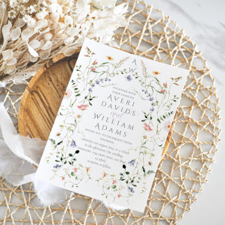 Meadow Wildflower Rustic Boho Wedding Invitation