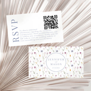 Meadow wildflower wedding RSVP QR code cards