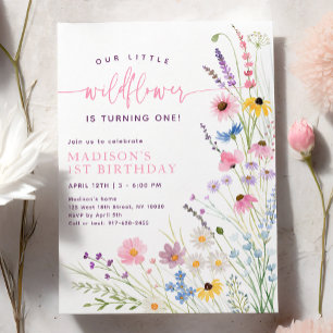 Meadow Wildflowers First Birthday Invitation