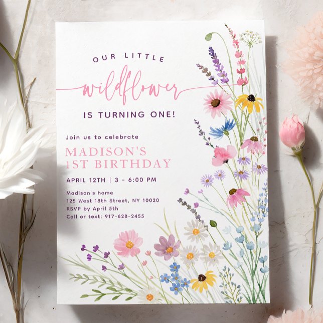 Meadow Wildflowers First Birthday Invitation (Creator Uploaded)