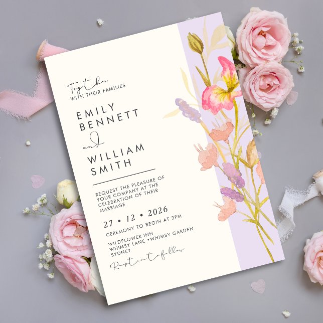 Meadow Wildflowers Modern Boho Rustic Wedding  Invitation (Creator Uploaded)