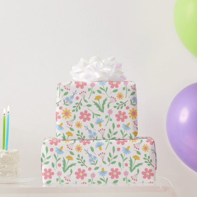 Meadow Wildflowers Pattern Wrapping Paper (Party Gifts)
