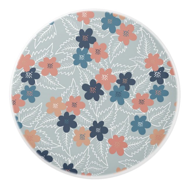 Meadow with colourful spring flowers ceramic knob (Front)