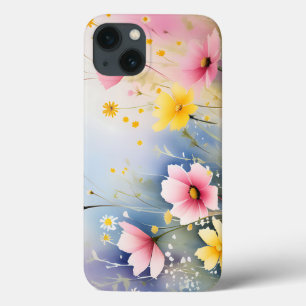 Meadow with Pink And Yellow Wildflowers iPhone 13 Case