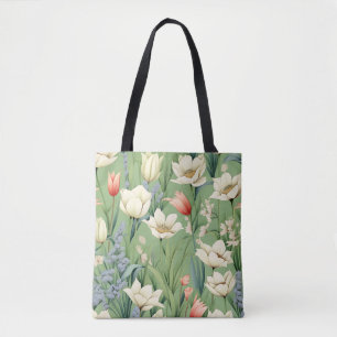 Meadow with Tulips and Wildflowers Tote Bag