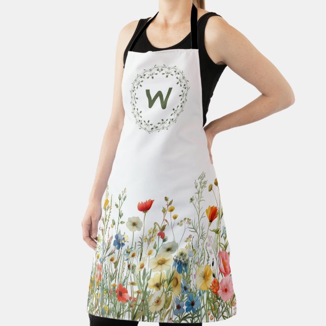 Meadow Wreath Wildflower Kitchen Apron (Insitu)