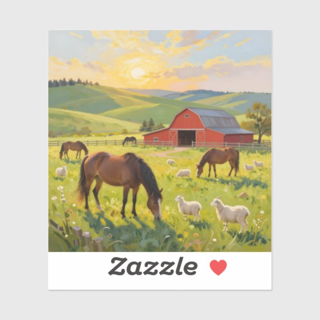 Meadowlight Morning – Pastoral Barn Landscape (Sheet)