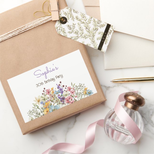 Meadows colorful flowers adult Birthday Rectangular Sticker (Gifting)