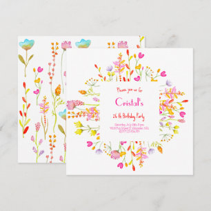 Meadows flowers adults Birthday invitation