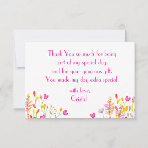 Meadows neon flowers adults Birthday Thank You Card