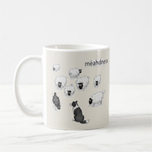 Mêahdness Funny Sheep Dog Pen Sketch Cartoon Coffee Mug