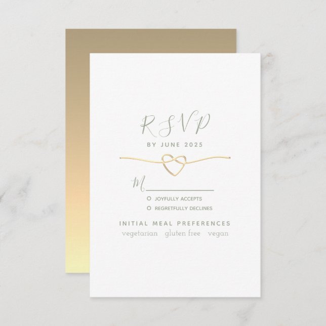 Meal Choice Gold Wedding RSVP Card (Front/Back)