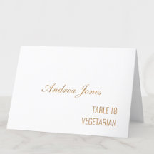 Meal Choice Guest Name Golden Beige Place Card