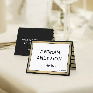 Meal Choice Modern Black & Gold Border Escort Card