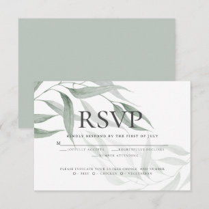 Meal Choice RSVP Dusty Green Watercolor Leaves Invitation