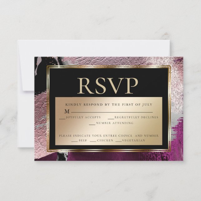 Meal Choice RSVP | Gold Metallic Cassis Texture 2 Invitation (Front)