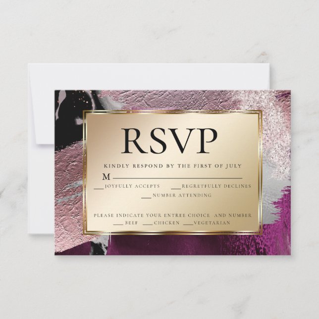 Meal Choice RSVP | Gold Metallic Cassis Texture In Invitation (Front)