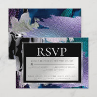 Meal Choice RSVP| Silver Aqua Lilac Paint Abstract