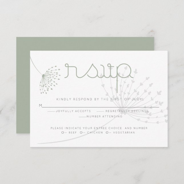 Meal Choice RSVP | Simple Chic Sage Green Invitation (Front/Back)