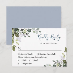 MEAL CHOICE Simple Elegant Eucalyptus Wedding RSVP Card