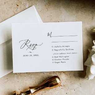 Meal Options Elegant Script Modern Wedding RSVP Card