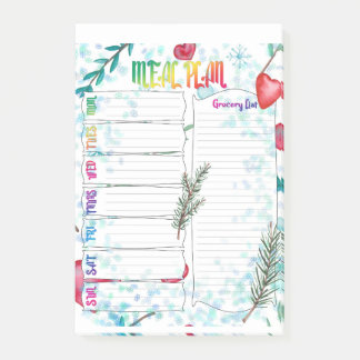 Meal plan weekly post-it notes