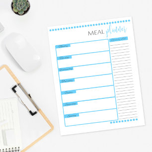 Meal Planner Lined Stationery Paper Baby Blue