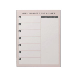 Meal Planner Notepad   Blush