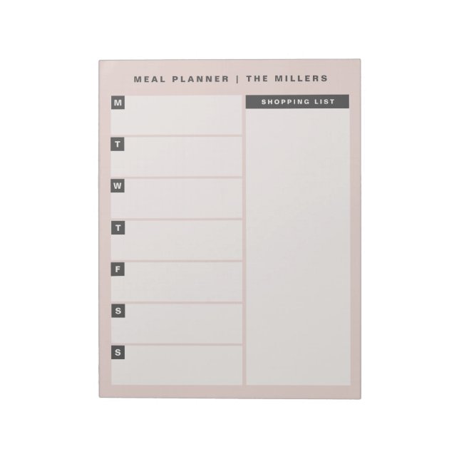 Meal Planner Notepad | Blush (Rotated)