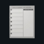 Meal Planner Notepad | Grey<br><div class="desc">Personalise this notepad with your title of preference to create a custom weekly meal planner or project planner. A grey design features a modern and simple design with plenty of space to write. The spaces for each day of the week allows you to plan your meals and your weekly grocery...</div>