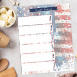 Meal Planner & Shopping List Patriotic Watercolor  Notepad<br><div class="desc">Patriotic American Flag family meal planner and shopping list for an organised week ahead any family can use. This meal planner template could be customised by changing the wording as you see fit. You could change it for events and scheduling or more niche needs as needed. Makes a great gift...</div>