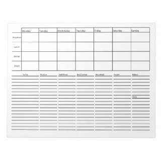 Meal Planning & Grocery List Notepad