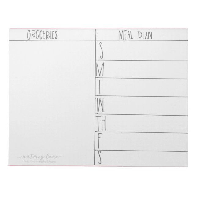 Meal Planning Note Pad (Front)