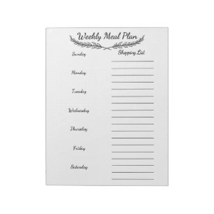 Meal Planning Notepat Notepad