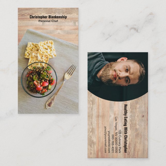 Meal Table Setting Personal Chef Custom Photo Busi Business Card (Front/Back)